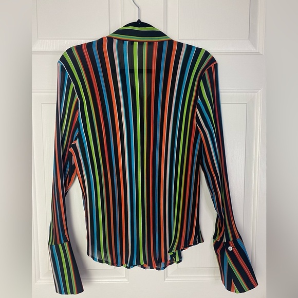 Violet & Claire 90’s Style Rainbow Button Up Blouse - Picture 2 of 6